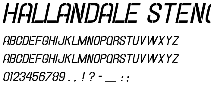 Hallandale Stencil Bd. It. JL font
